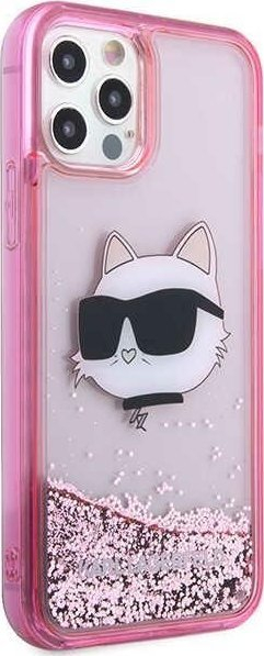Kapak telefoni Karl Lagerfeld KLHCP12MLNCHCP, për iPhone 12 12 Pro, hardcase me glitter, rozë