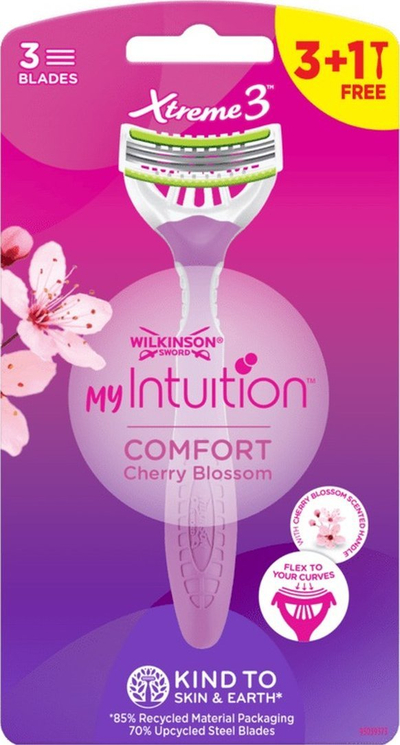 Брич Wilkinson Sword Xtreme3 My Intuition Comfort Cherry Blossom, 3 сечила, мирис на цветови од цреша, розова