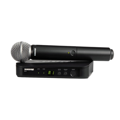 Sistem mikrofoni pa tel Shure BLX24E SM58 H8E, 518-542 MHz, me marrës BLX4, i zi