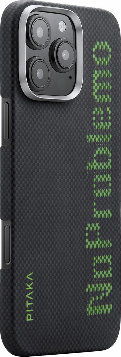 Mbulesë telefoni Pitaka x Aries Tactile Woven, NoProblemo, për iPhone 16 Pro, e zezë
