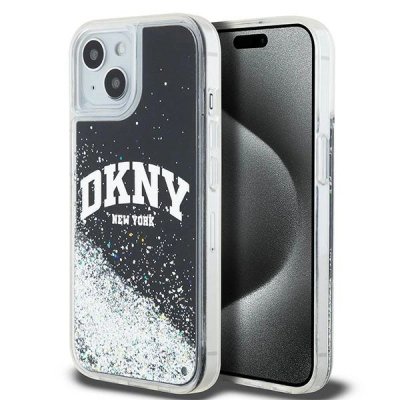 Mbulesë telefoni DKNY Liquid Glitter Arch Logo, për iPhone 14, plastike, e zezë