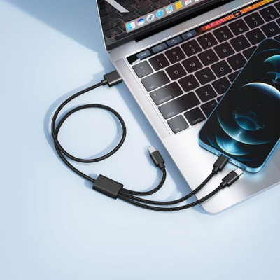Kabllo karikimi Veger V303 3n1, USB A në Type C, Lightning edhe Micro USB, 1.2m, 2A, e zezë