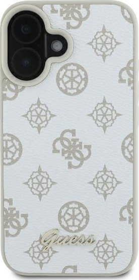 Kapak telefoni Guess GUHMP16SPGPYSH Peony Script Logo për iPhone 16 6.1", MagSafe, i bardhë