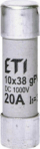 Цилиндрична фотонапонска сигурност Eti PV CH 10x38 gPV, 20A, 1000V DC