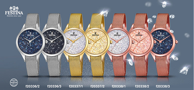 Orë për femra Festina/Swarovski, e bardhë & rozë e artë