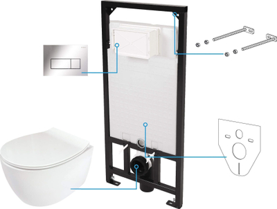 Set tualeti i fshehur Deante Concealed WC 6 në 1, mekanizëm Easy Lock, buton me dy funksione, e bardhë