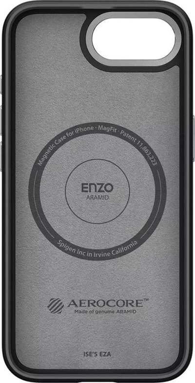 Mbrojtëse telefoni Spigen Enzo Aramid MagSafe për iPhone 16e, Aerocore Aramid, përputhet me MagSafe, e zezë mat