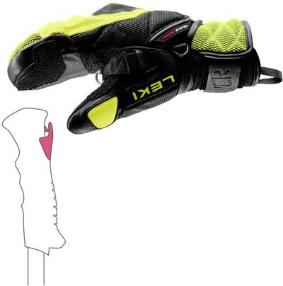 Doreza ski LEKI HS WCR Venom 3D Junior Mitt, për kalamaj, të zeza