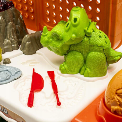 Tavolinë edukative Baby Mix Large, set me kallëpe dinosaurësh, brumë loje, shumëngjyrëshe