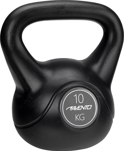 Kettlebell Avento, 10 kg, mbështjellës plastik, i zi