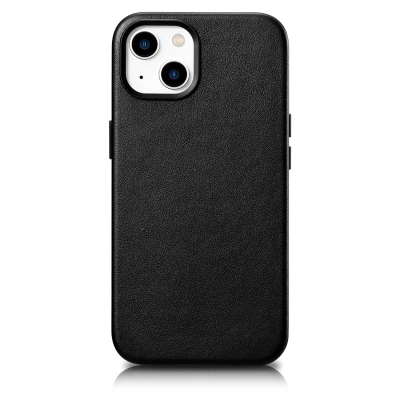 Kapak lëkure iCarer Case Leather për iPhone 14 Plus, MagSafe, i zi