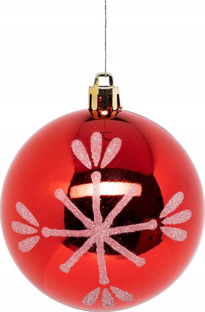 Toptha dekorativë për pemë Krishtlindjesh Atmosphera Colorama Christmas, set 8 copë, plastikë, D 8cm, të kuqe dhe të bardhë