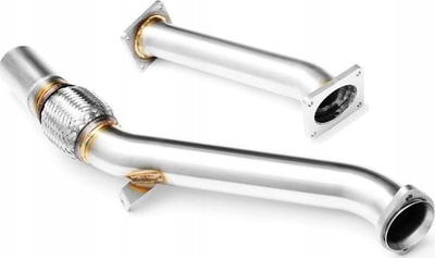 Tub shkarkimi downpipe BMW E60 E61 525D 530D M57N, diametër 63.5 mm, çelik inoks, argjendtë