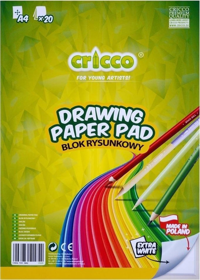 Bllok vizatimi Cricco A4, 20 fletë, 170g, i bardhë