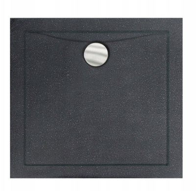 Туш када „Aquarius Besco Fi 90 SlimLine Stone“, 80x80 cm, монтирање во ниво со под, црна