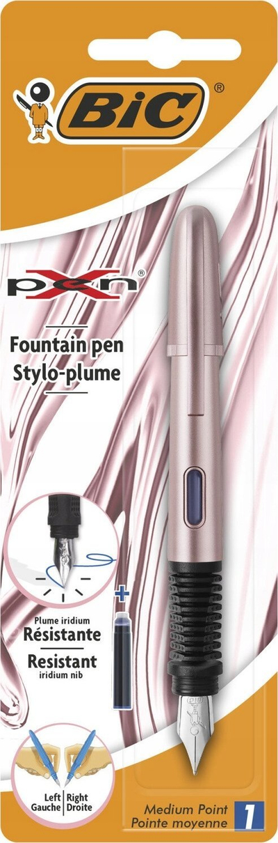 Stilolaps me bojë BIC XPen Chrome, majë e hollë, trup i zi, kapak rose gold