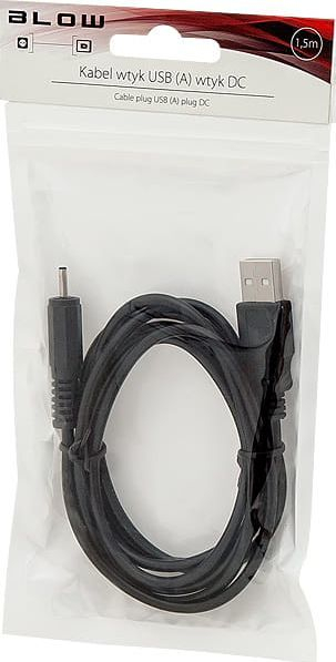 Kabllo DC USB A në prizë 0.7/2.5mm, 1.5m, e zezë