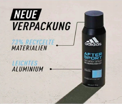 Dezodorant sprej trupi Adidas After Sport, 48 orë, 150 ml, i zi