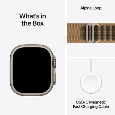 Apple Watch Ultra 4 Cellular 49mm Natural Titanium Case with Desert Alpine Loop, L