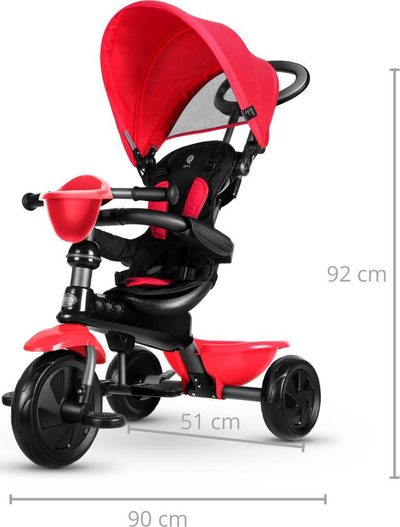 Karrocë tricikel për kalamaj Qplay Cosy, 4 në 1, rrota EVA, e kuqe