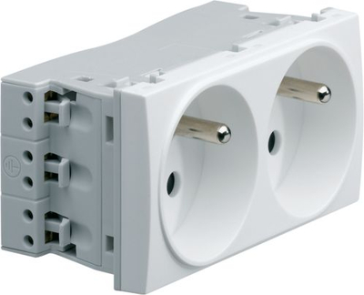 Prizë modulare Hager Systo WS122, 2x16A, 4 module, e bardhë