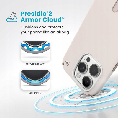 Kapak telefoni Speck Presidio2 Pro MagSafe iPhone 16 Pro, ClickLock, Bleached Bone Heirloom Gold