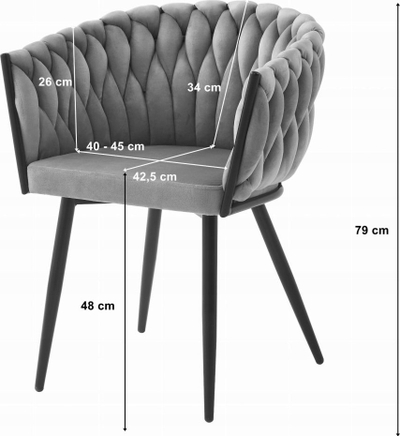 Set karrige dhome dite ORION, kadife, 2 copë, beige, këmbë të zeza