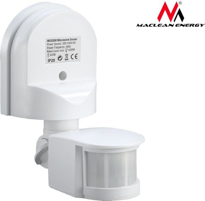 Senzor muri Maclean MCE25 W, 180°, 1200W, i bardhë