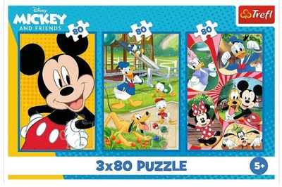 Puzzle Trefl Mickey Mouse and Friends, 3 x 80 copa, për kalamaj, shumëngjyrëshe