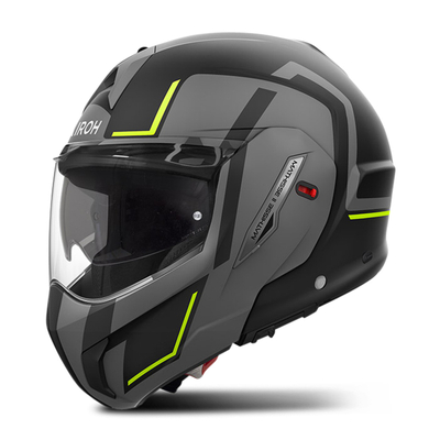 Helmetë modulare Airoh Mathisse II Genius, madhësia XS, e zezë gri e verdhë