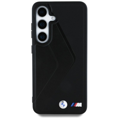 Këllëf telefoni BMW MagSafe Leather për Samsung Galaxy S25, lëkurë natyrale, i zi