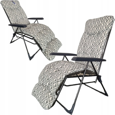 Градинарска столица Patio Malaga Plus H039-06PB, преклопна, со дебело перниче, сива со ромбови