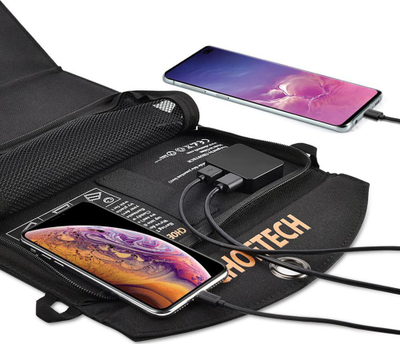 Karikues diellor portabël Choetech SC004, 19W, me 2 porta USB, ngjyrë i zi