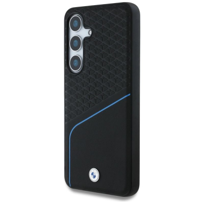 Kllëf telefoni BMW për Samsung Galaxy S25, lëkurë dhe TPU, i zi