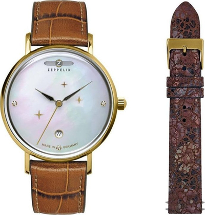 Set orësh dore Zeppelin Luna 7131-5, analog, klasik, ngjyrë kafe