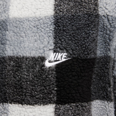 Bluzë fleece për burra Nike Club SSNL WNTRZD AOP HZ, gjysmë zinxhir, me kuadrate, bardh e zi gri