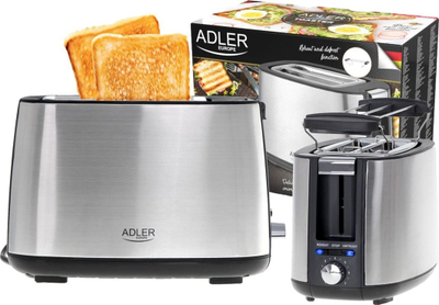 Toster Adler AD 3214, 900W, 7 shkallë pjekje, inox