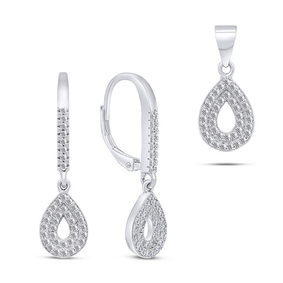 Set aksesorësh për femra Brilio Silver sBS1344 vathë + varëse