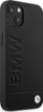 Futrollë BMW Leather Case për iPhone 13, lëkurë, logogram metalik, e zezë