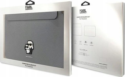Futrollë laptopi Karl Lagerfeld KLCS16SAKCPMG 16", lëkurë Saffiano, argjendtë