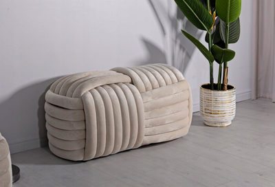 Stol velvet Softy Cream Bench, 90x45x45 cm, krem