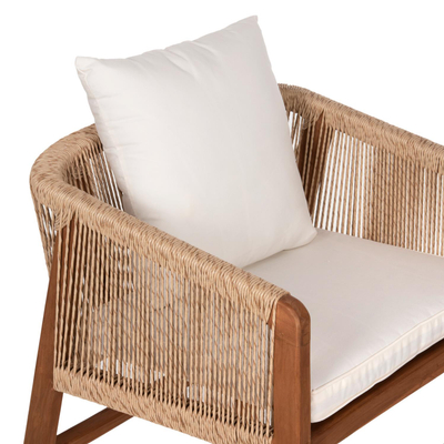 Karrige druri teak me litar & jastëkë 60×62×74–88 cm (HM9455.01)
