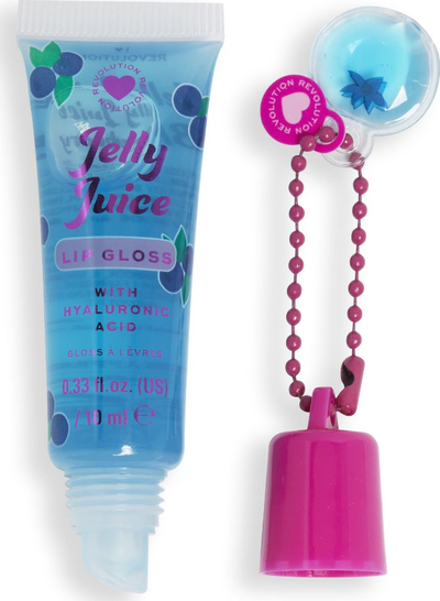 Сјај за усни I Heart Revolution Jelly Juice Blueberry, со сјај, хидратантен, син