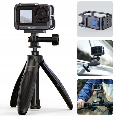 Kornizë mbrojtëse TELESIN për GoPro Hero 9 10 11 12 13, aliazh alumini, xhirim vertikal, e zezë