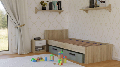 Kornizë krevati Topeshop Bed Frame, 90x200 cm, dru panje, natyrale
