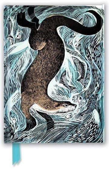 Дневник Flame Tree Publishing Angela Harding Fishing Otter, страници со линии, тврд повез, повеќебоен