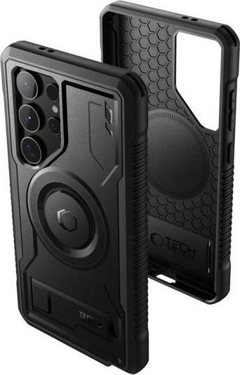Mbrojtëse telefoni Tech-Protect Kevlar MagSafe+, për Samsung Galaxy S24 Ultra, me këmbë mbajtëse, e zezë