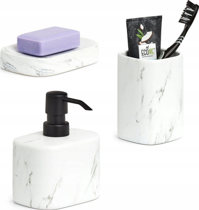 Gotë për furçat e dhëmbëve Home24 Marble, mermer, e bardhë