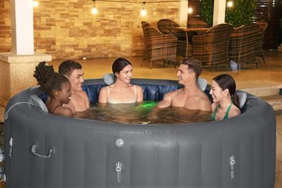 Jacuzzi i frymshëm Bestway Lay-Z-Spa Santorini 6001T, për 7 veta, modeli 2025, blu