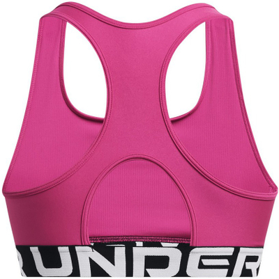 Спортски градник за жени Under Armour HeatGear Mid Impact, компресија, розова со црно